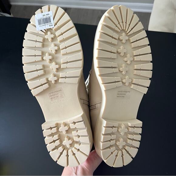 NWT Tony Bianco Lug Sole Lace Up Boots Cream - Picture 9 of 12
